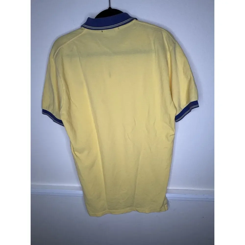 Ralph Lauren 1/4 Zip Polo Short Sleeve Classic Fit Shirt Yellow Blue golf prep M